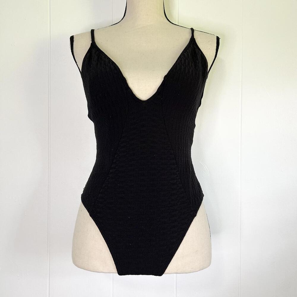 Lucky Brand Black Open Back One-Piece Bathing Suit Women's Medium